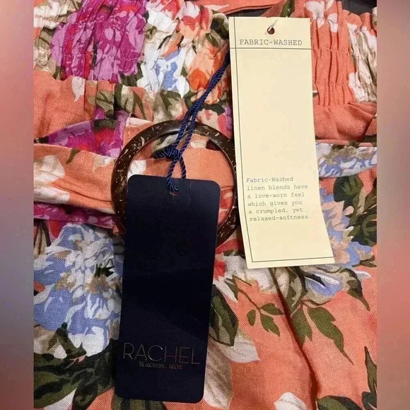 Rachel Roy Floral Paperbag Waist Skirt Orange Summer Boho Chic‎ Belted F11 - Picture 3 of 7